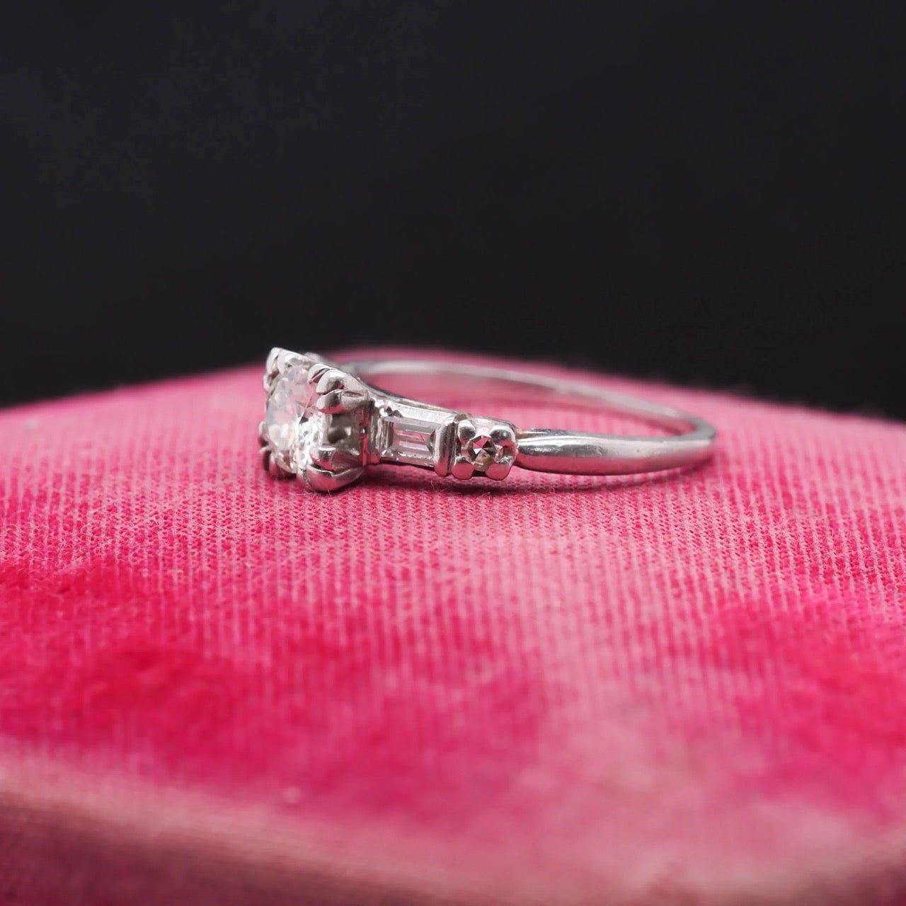 Circa 1940s Platinum Vintage .50ct Center Old European Brilliant Engagement Ring - VHK#365&nbsp;