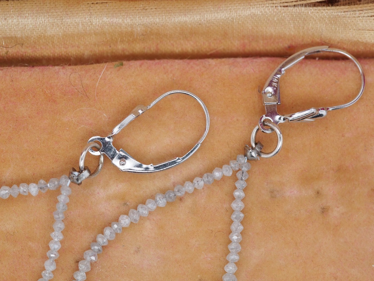 14K White Gold Diamond Teardrop Loop Earrings - VHK#360