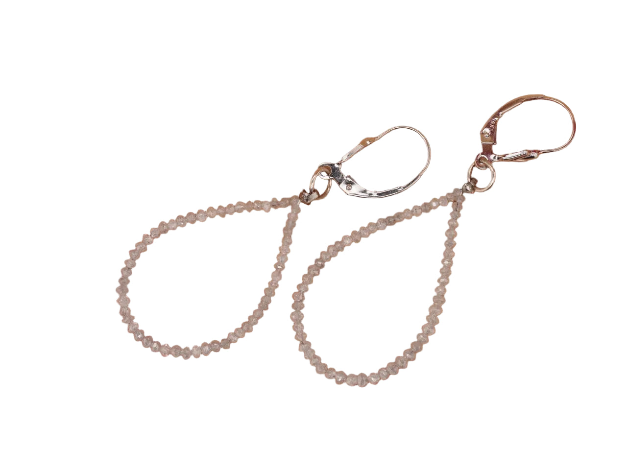 14K White Gold Diamond Teardrop Loop Earrings - VHK#360