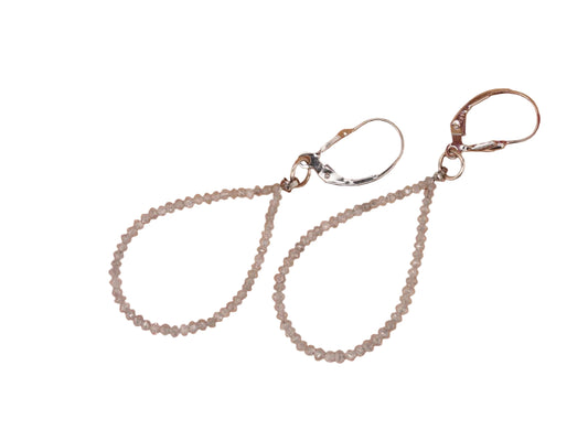 14K White Gold Diamond Teardrop Loop Earrings - VHK#360