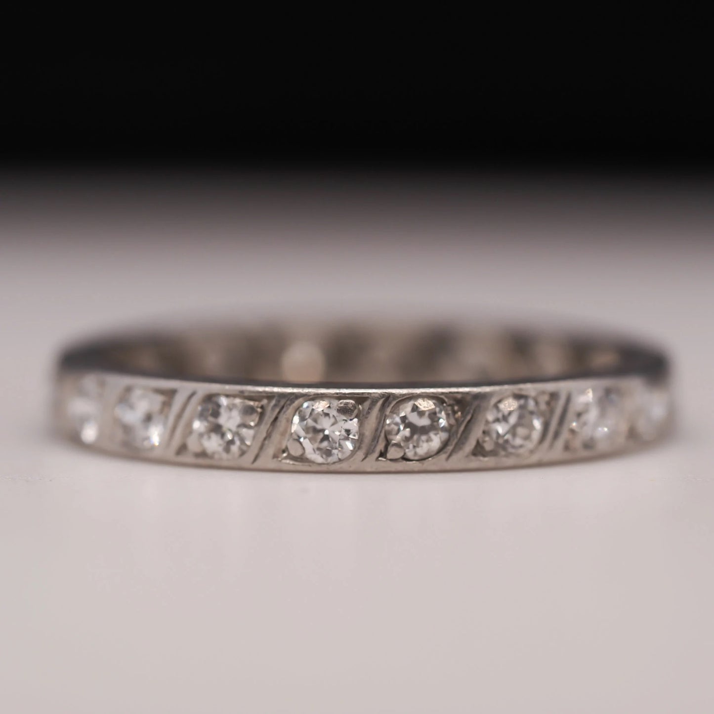 Circa 1920s Art Deco Platinum Old European Diamond Eternity Band - VHK#546