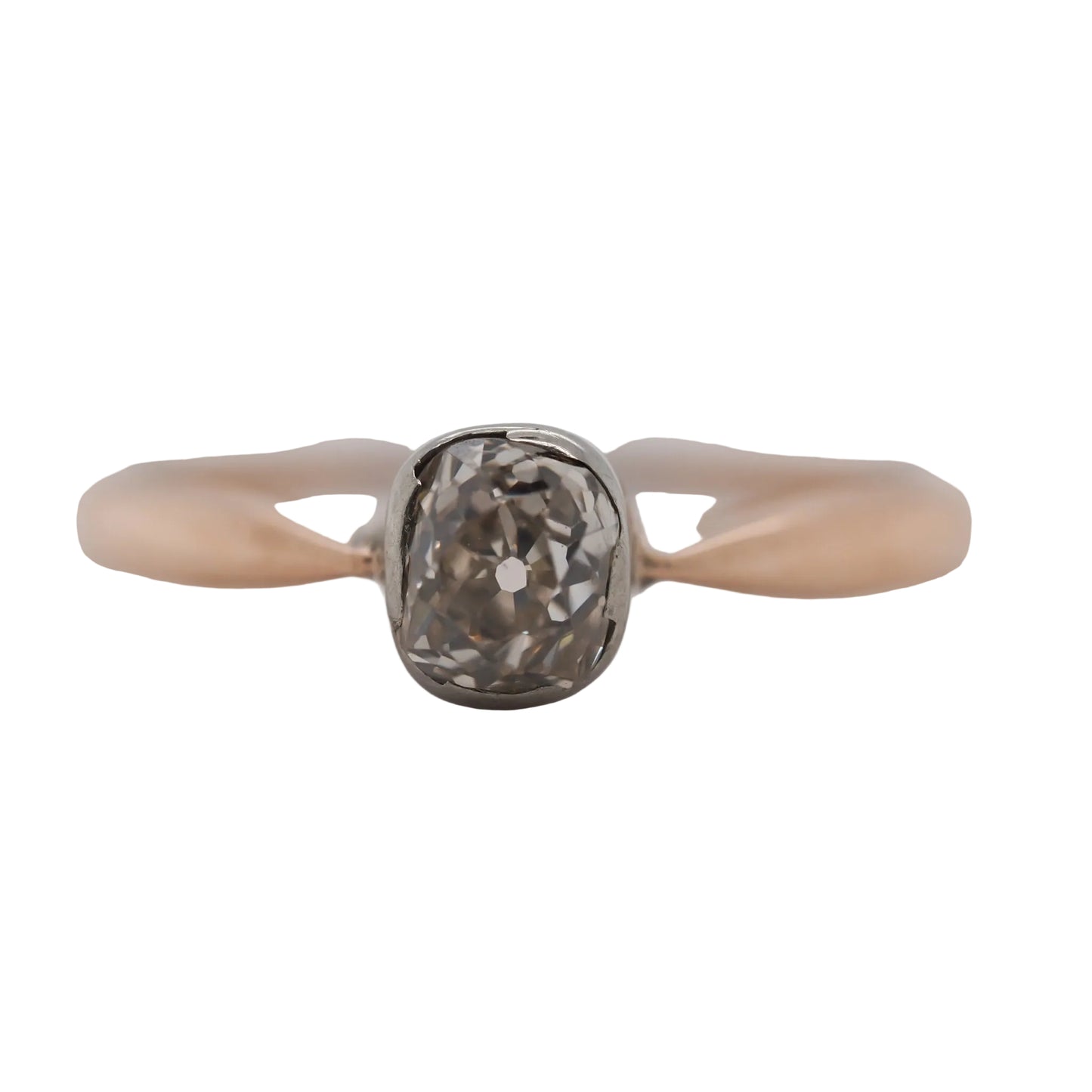 Circa 1890s Antique .50ct Antique Cushion Engagement Ring in 14K Yellow Gold - VHK#534