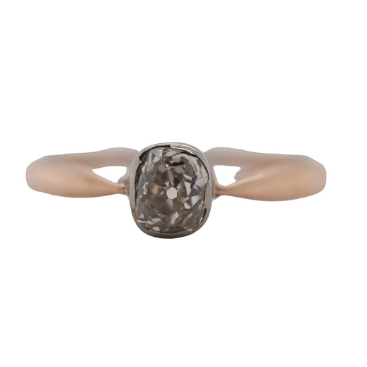 Circa 1890s Antique .50ct Antique Cushion Engagement Ring in 14K Yellow Gold - VHK#534