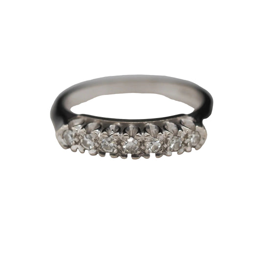 Vintage 1960s 14K White Gold Diamond Wedding Band - VHK#553