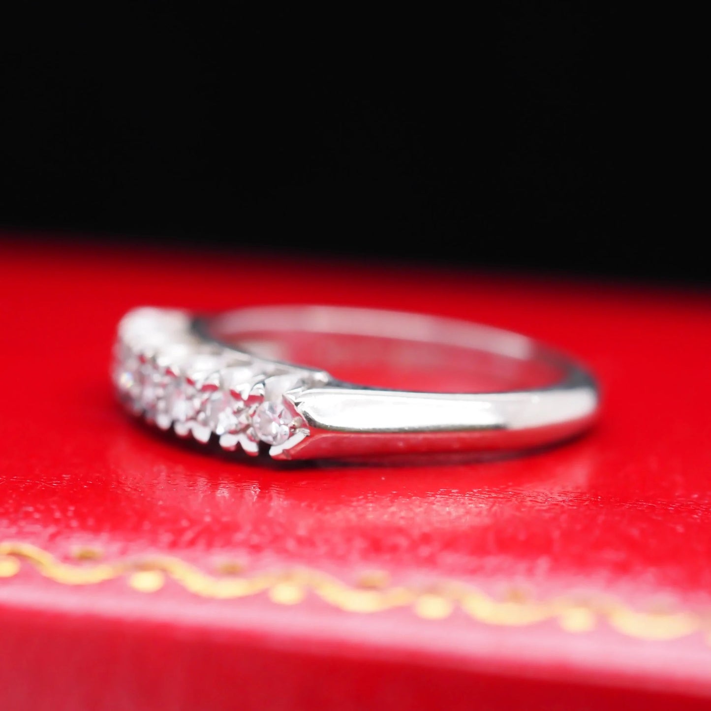 Vintage 1960s 14K White Gold Diamond Wedding Band - VHK#553