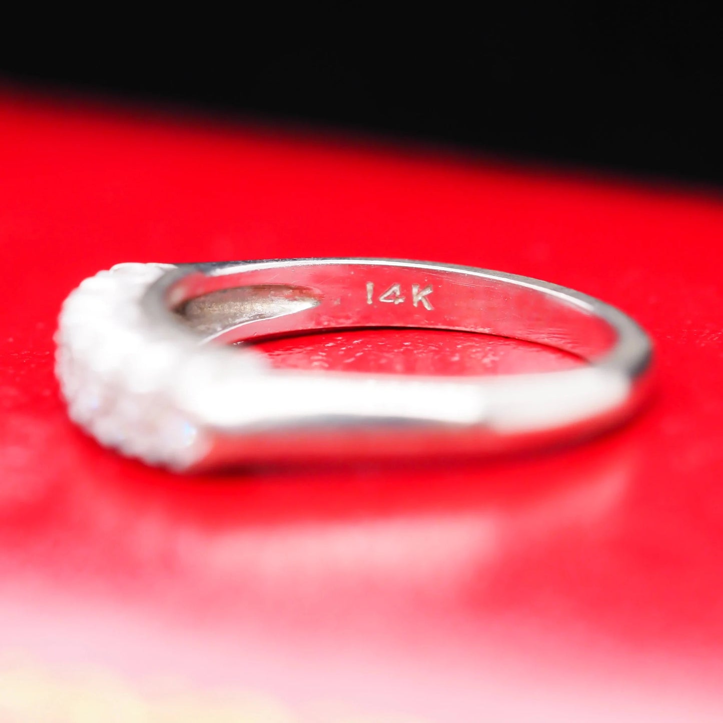 Vintage 1960s 14K White Gold Diamond Wedding Band - VHK#553