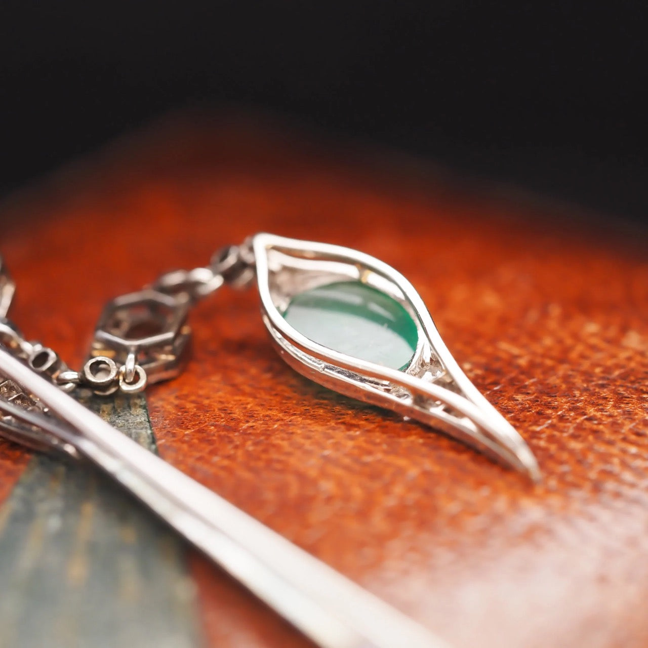 Circa 1880s Brook & Son Platinum Jabot Pin with Drop Section with Original Box - VHK#529