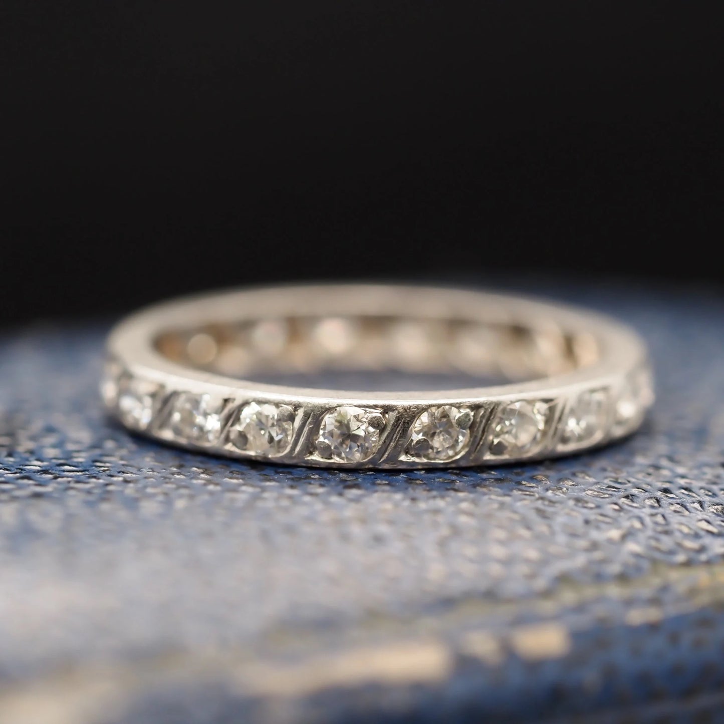 Circa 1920s Art Deco Platinum Old European Diamond Eternity Band - VHK#546