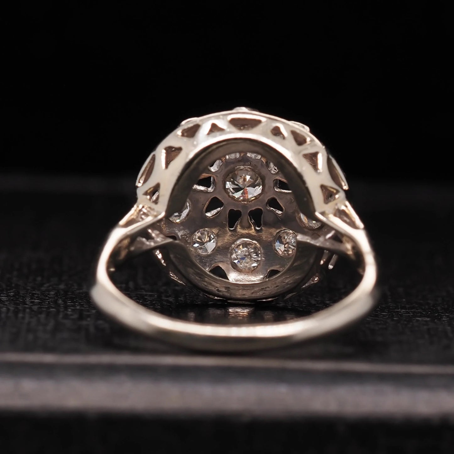 Vintage 1950s 14K White Gold Floral Diamond Ring - VHK#563