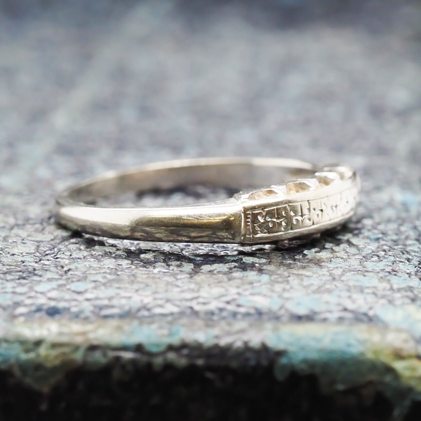 Art Deco 1920s 14K White Gold Wedding Band - VHK#569