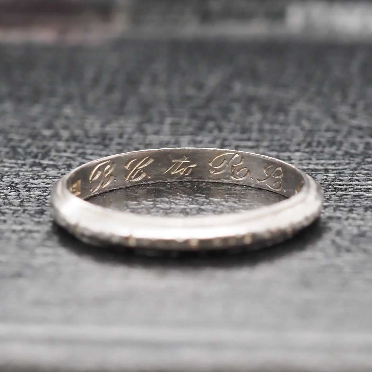 Circa 1927 Engraved Date Platinum Art Deco Wedding Band - VHK#570