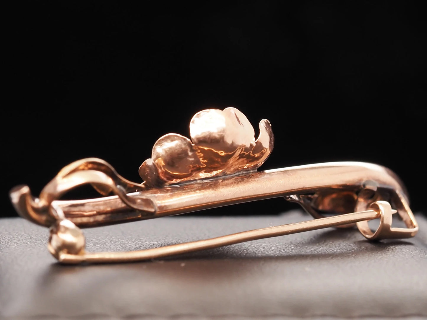 Circa 1900s Multi Tone Gold and Old Mine Diamond Floral Brooch Pin - VHK#572