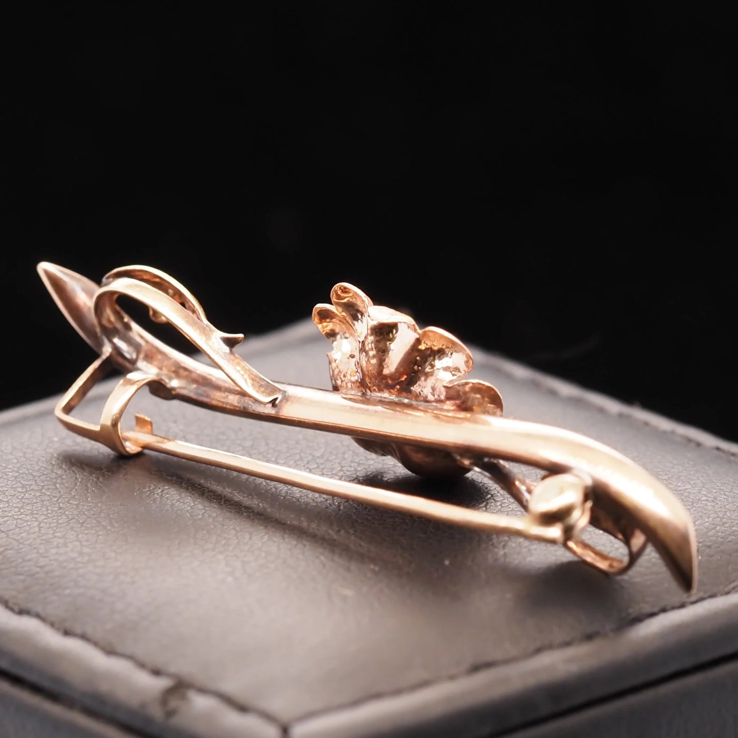 Circa 1900s Multi Tone Gold and Old Mine Diamond Floral Brooch Pin - VHK#572