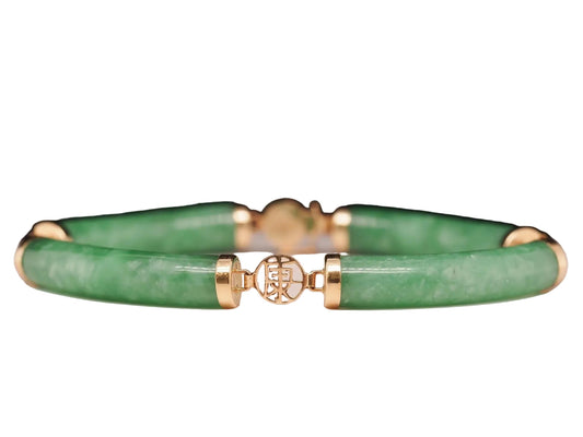 Vintage 14k Yellow Gold Jade Bracelet With Links - VHK#561a