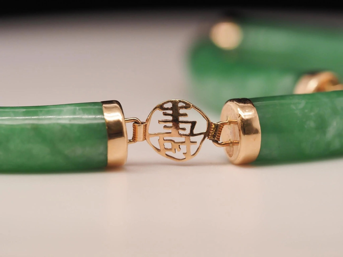 Vintage 14k Yellow Gold Jade Bracelet With Links - VHK#561a