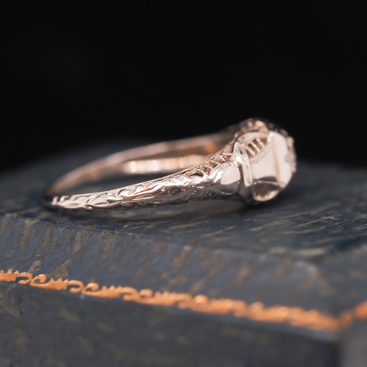 18k White Gold Art Deco Diamond Engagement Ring - VHK#365a