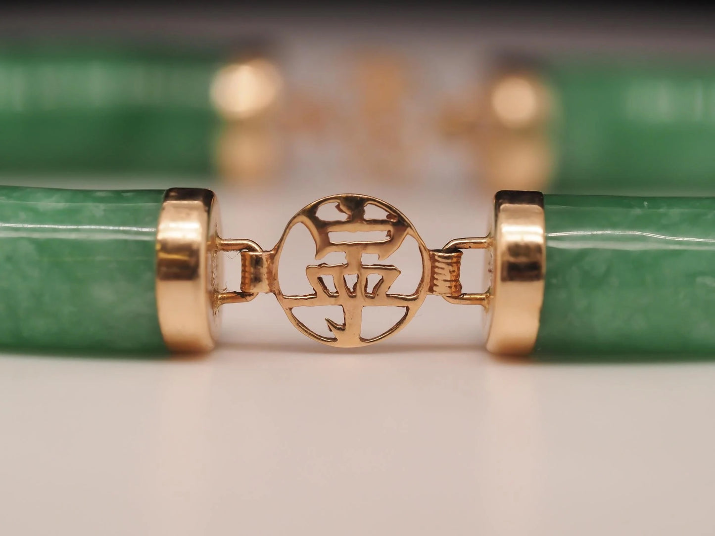 Vintage 14k Yellow Gold Jade Bracelet With Links - VHK#561a