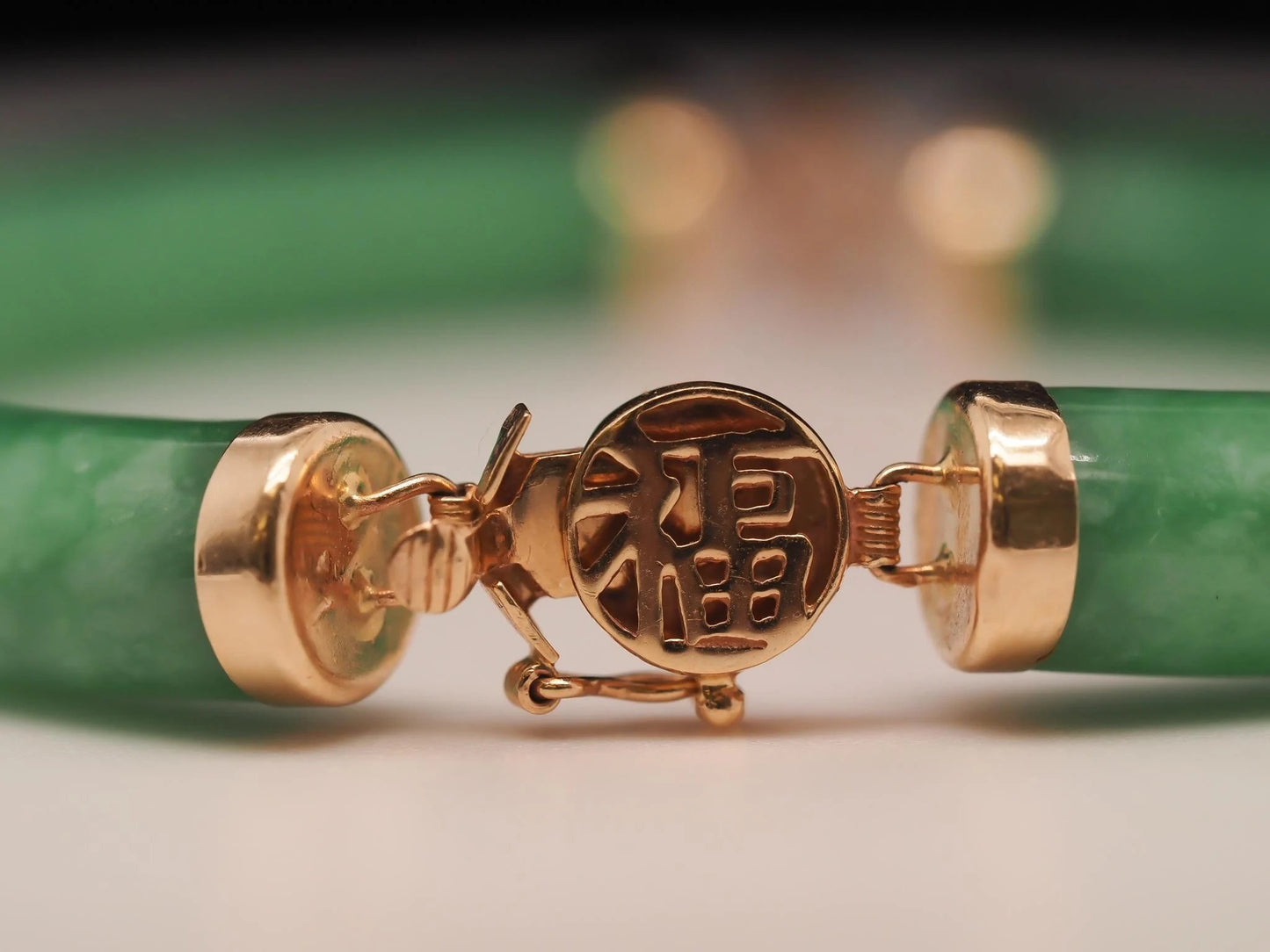 Vintage 14k Yellow Gold Jade Bracelet With Links - VHK#561a