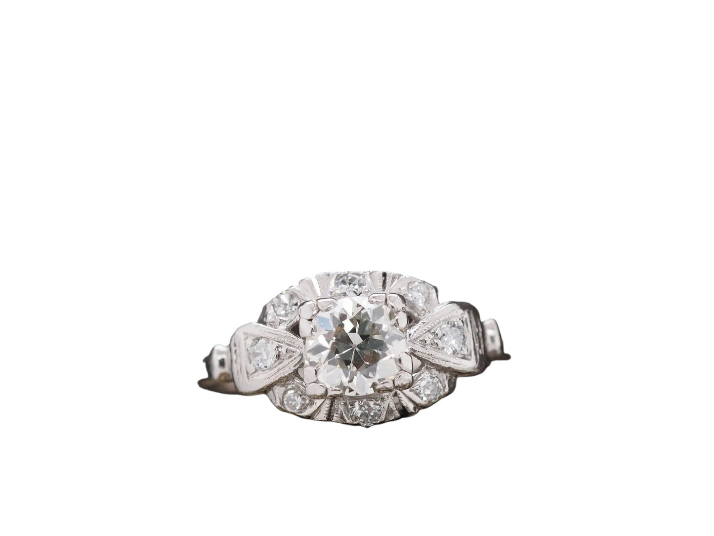 Circa 1930s Platinum Art Deco .65ct Old European Diamond Engagement Ring - VHK#333