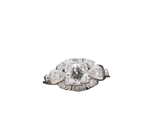 Circa 1930s Platinum Art Deco .65ct Old European Diamond Engagement Ring - VHK#333