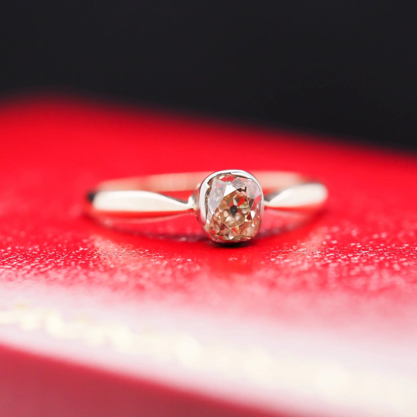 Circa 1890s Antique .50ct Antique Cushion Engagement Ring in 14K Yellow Gold - VHK#534