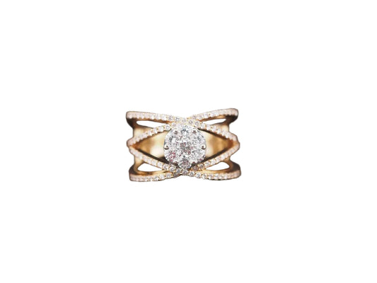 14K Diamond “Criss Cross” Band Diamond Cocktail Ring - VHK#332