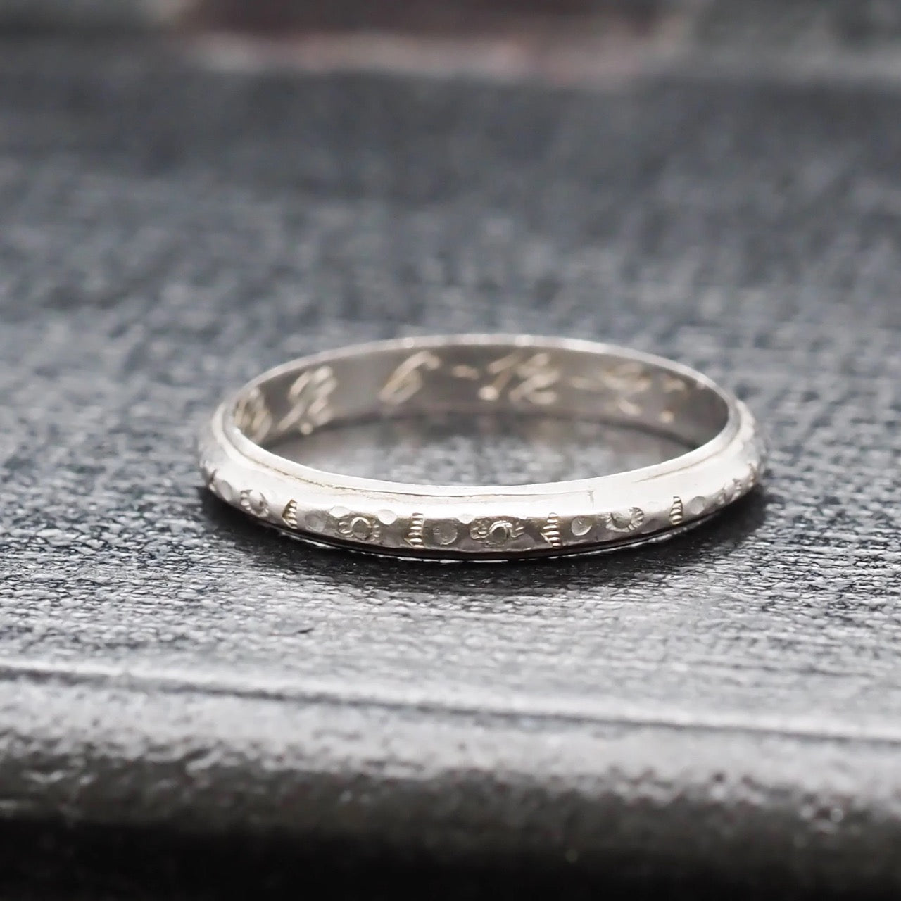 Circa 1927 Engraved Date Platinum Art Deco Wedding Band - VHK#570