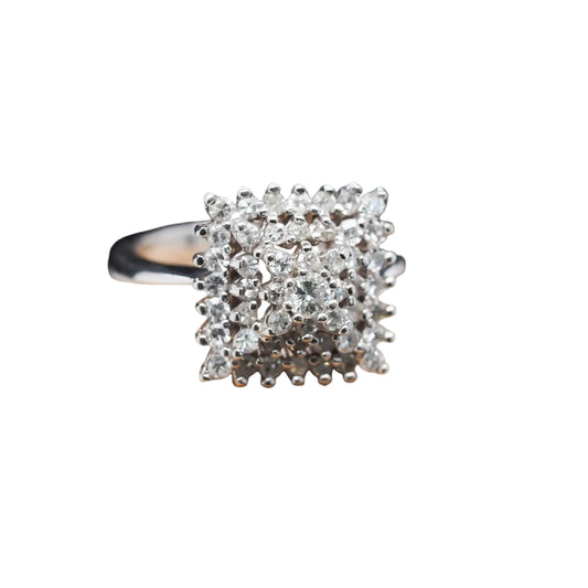 14K White Gold Diamond Cluster Cocktail Ring - VHK#306