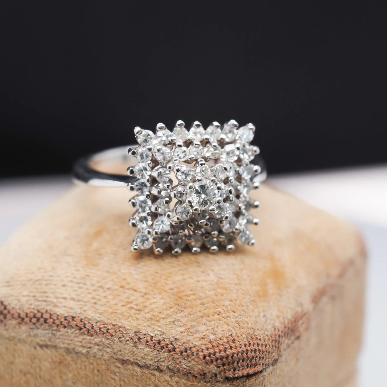 14K White Gold Diamond Cluster Cocktail Ring - VHK#306