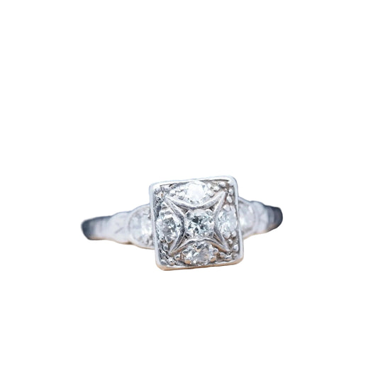 Circa 1920s Platinum Art Deco Diamond Engagement Ring - VHK#301