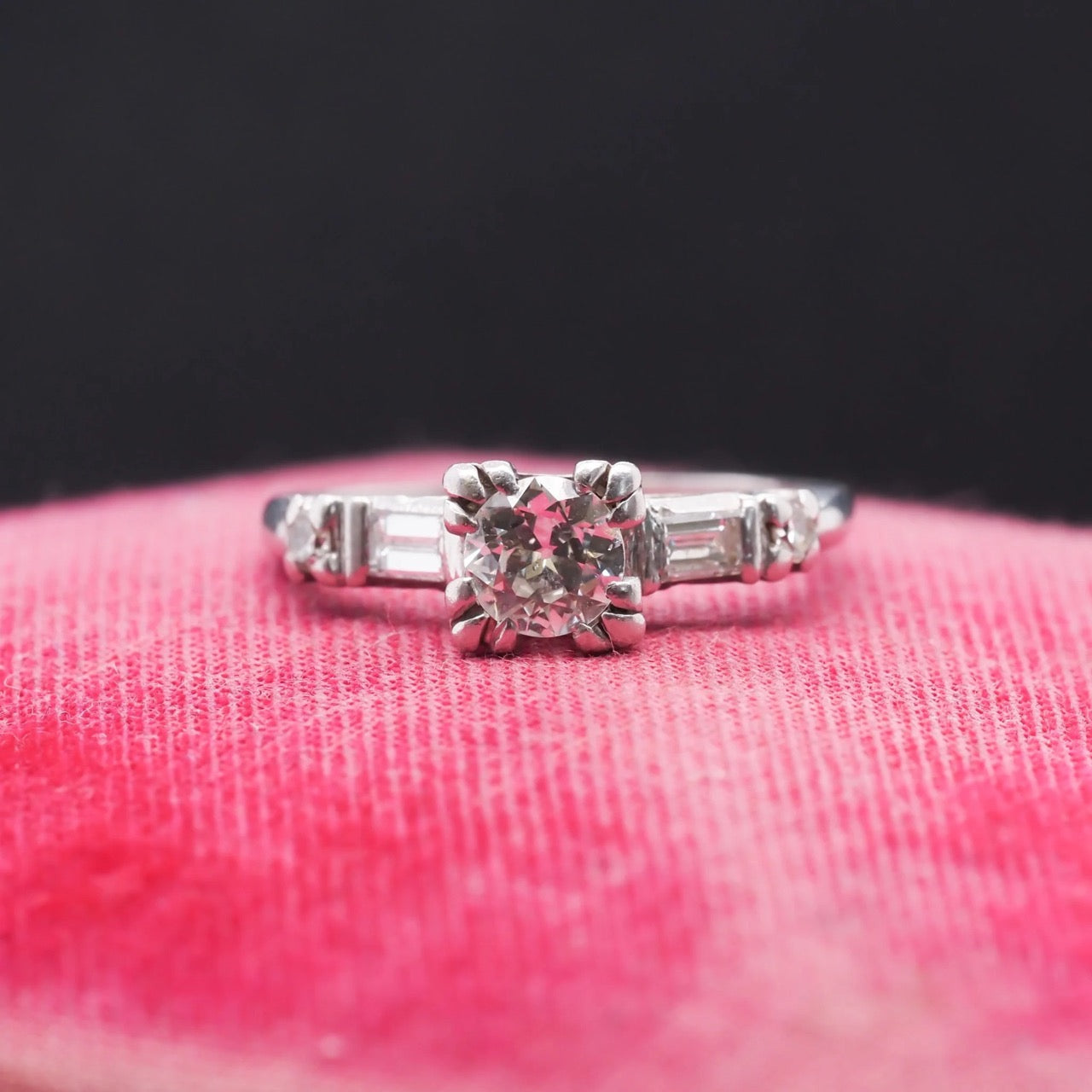 Circa 1940s Platinum Vintage .50ct Center Old European Brilliant Engagement Ring - VHK#365&nbsp;