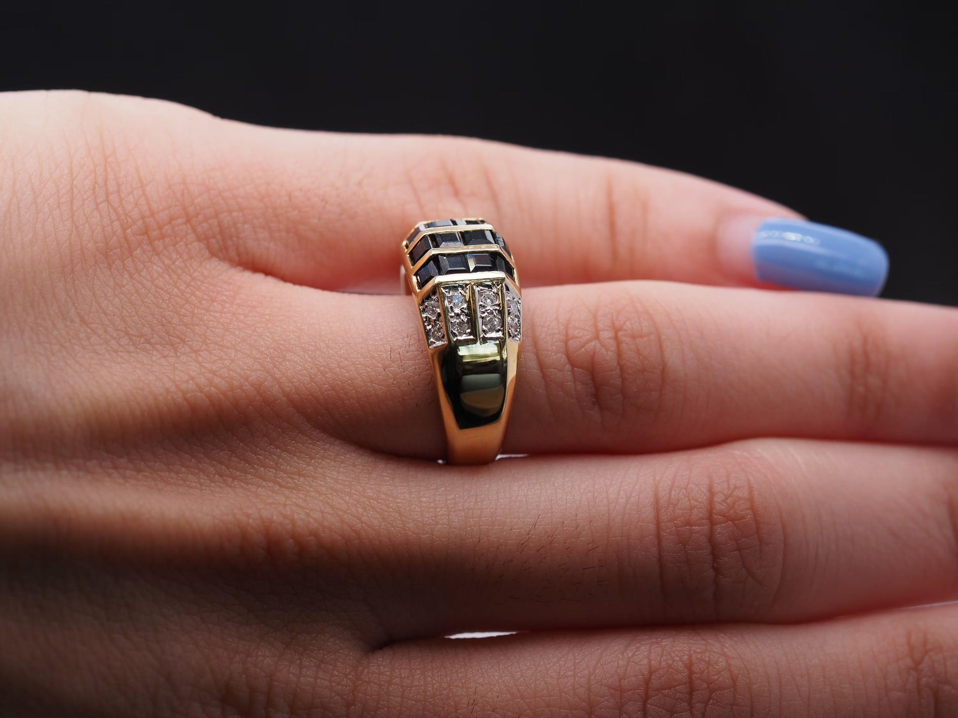 14K Yellow Gold Sapphire and Diamond Ring - VHK#287