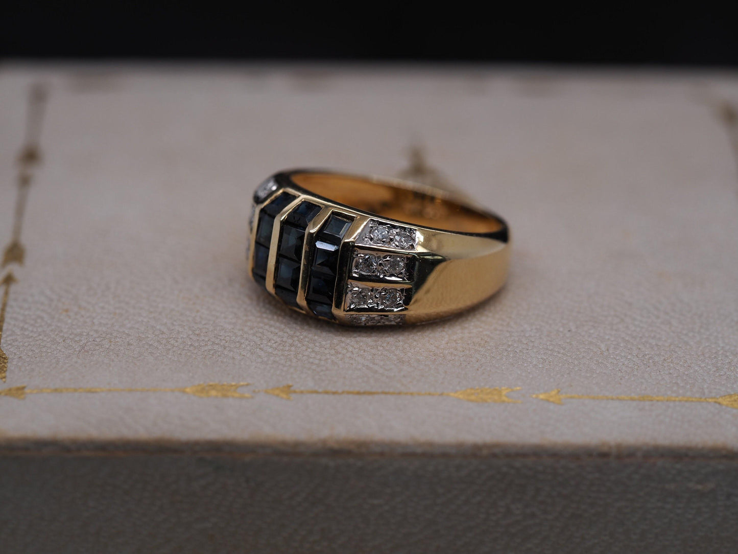 14K Yellow Gold Sapphire and Diamond Ring - VHK#287