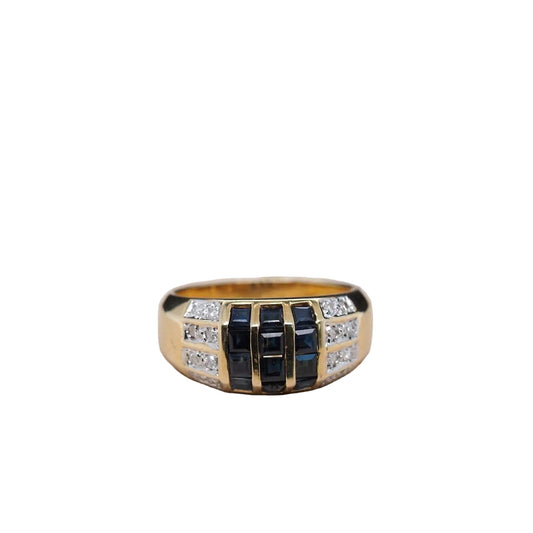 14K Yellow Gold Sapphire and Diamond Ring - VHK#287