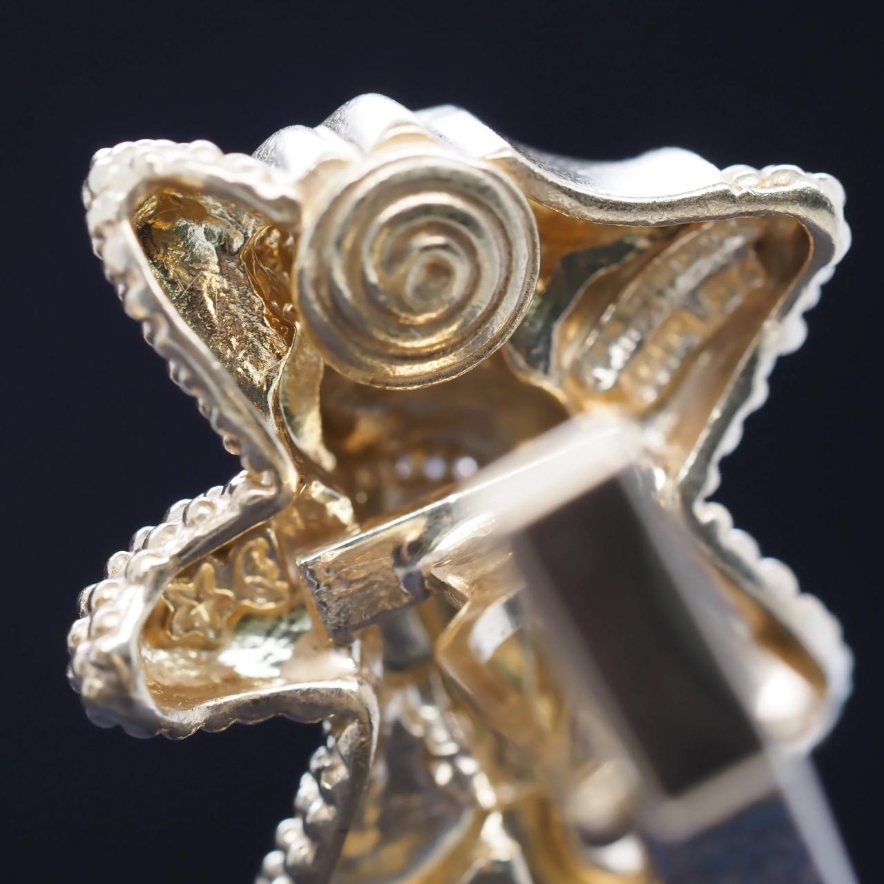 18K Yellow Gold KIESELSTEIN CORD Seahorse Diamond and Sapphire Cufflinks - VHK#5