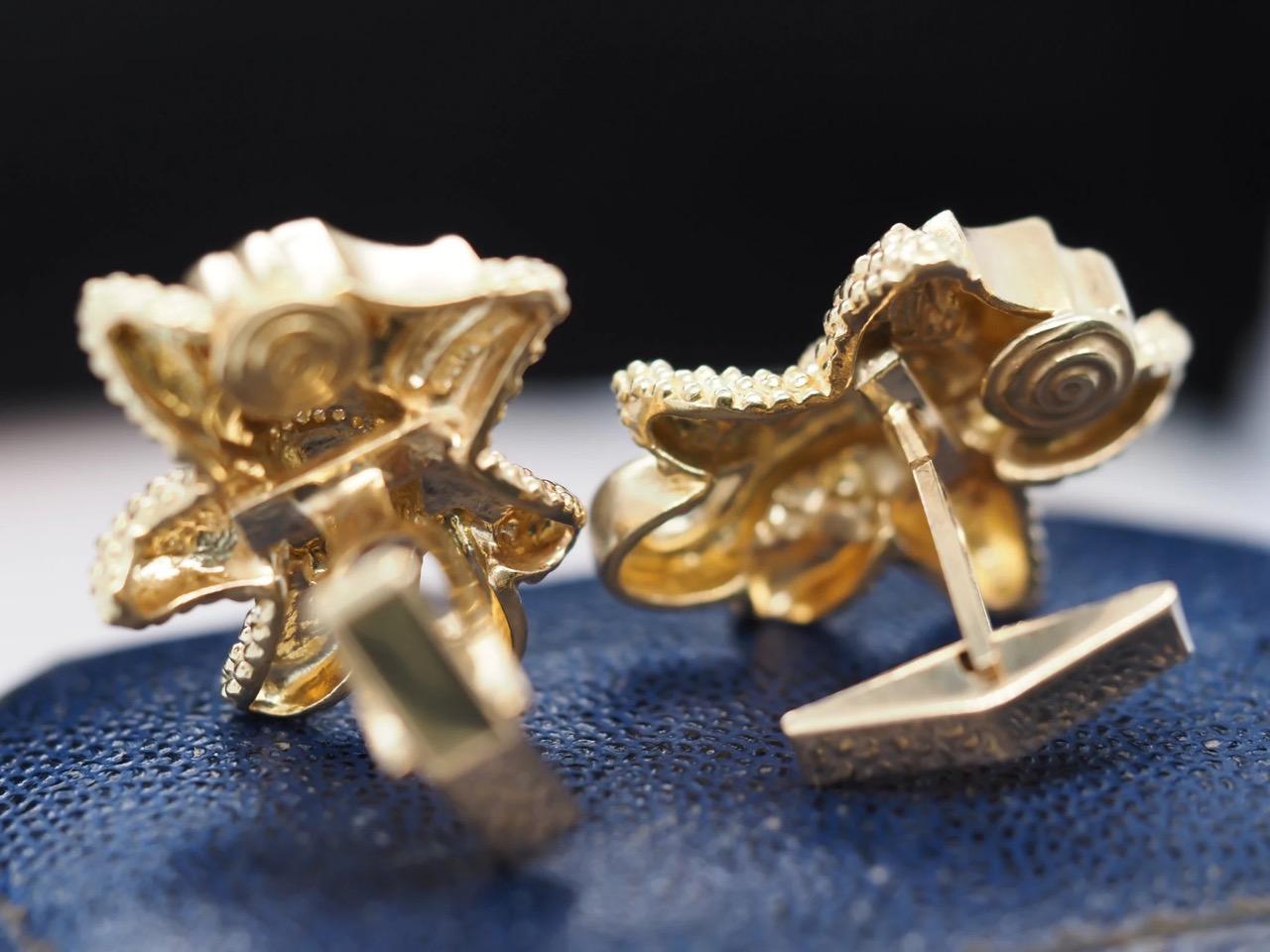 18K Yellow Gold KIESELSTEIN CORD Seahorse Diamond and Sapphire Cufflinks - VHK#5
