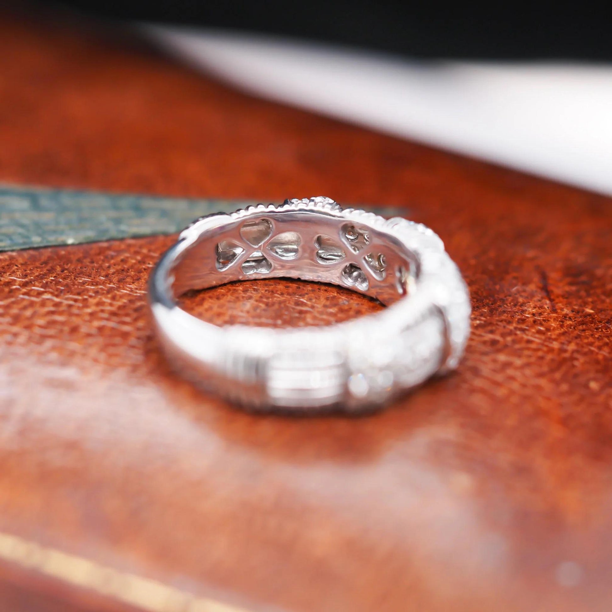 18K White Gold Roberto Coin Diamond Basket Weave Ring - VHK#551