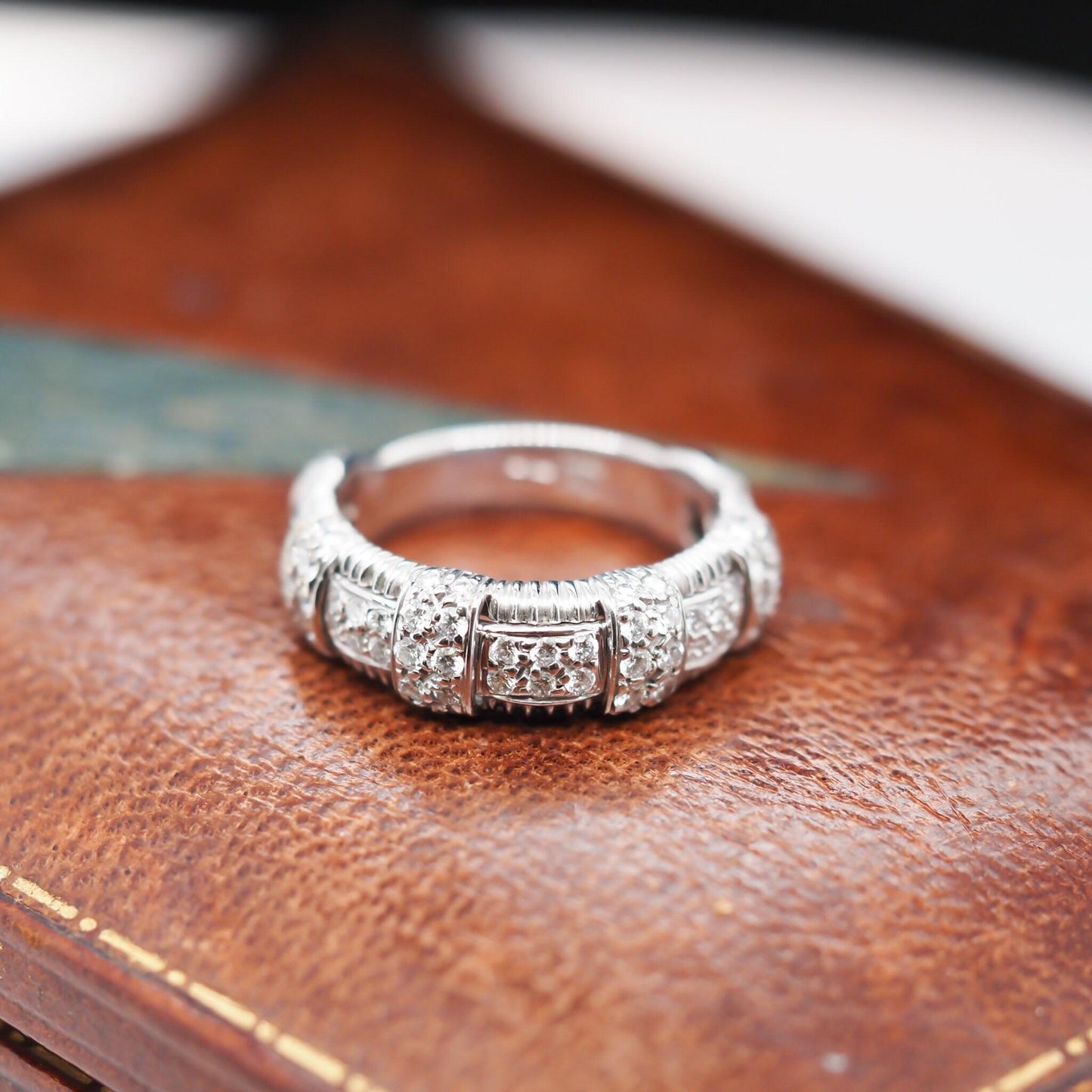 18K White Gold Roberto Coin Diamond Basket Weave Ring - VHK#551