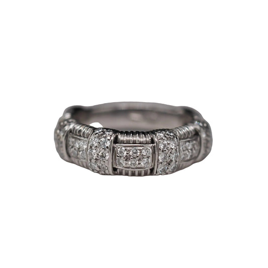 18K White Gold Roberto Coin Diamond Basket Weave Ring - VHK#551