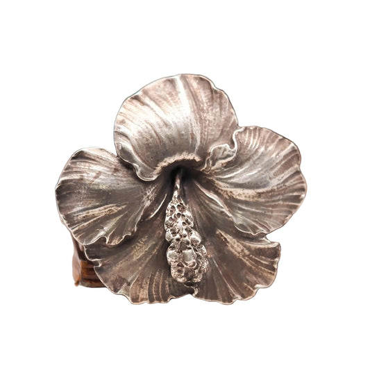 Vintage Large Size Sterling Silver GUMPS Hibiscus Flower - VHK#554