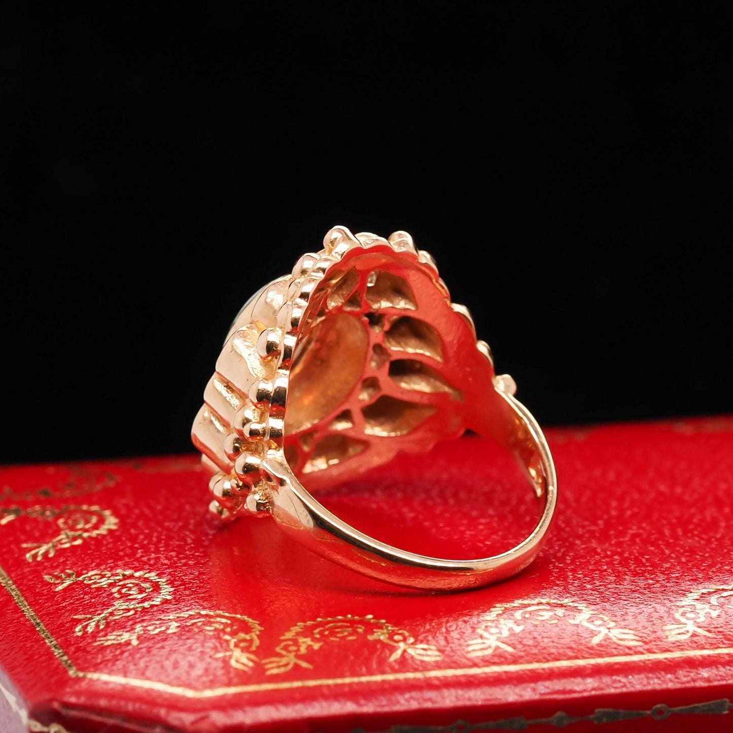 14K Yellow Gold Opal and Diamond Cocktail Ring - VHK#566