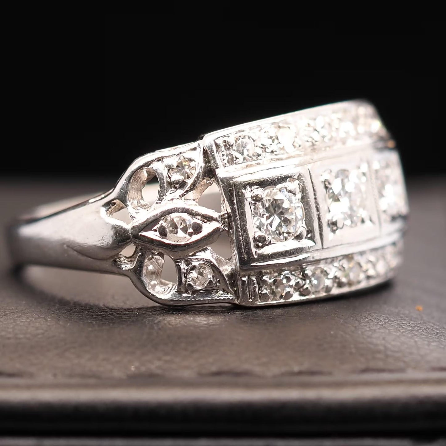 Platinum 1940s Art Deco Old European Diamond Engagement Ring - VHK#591