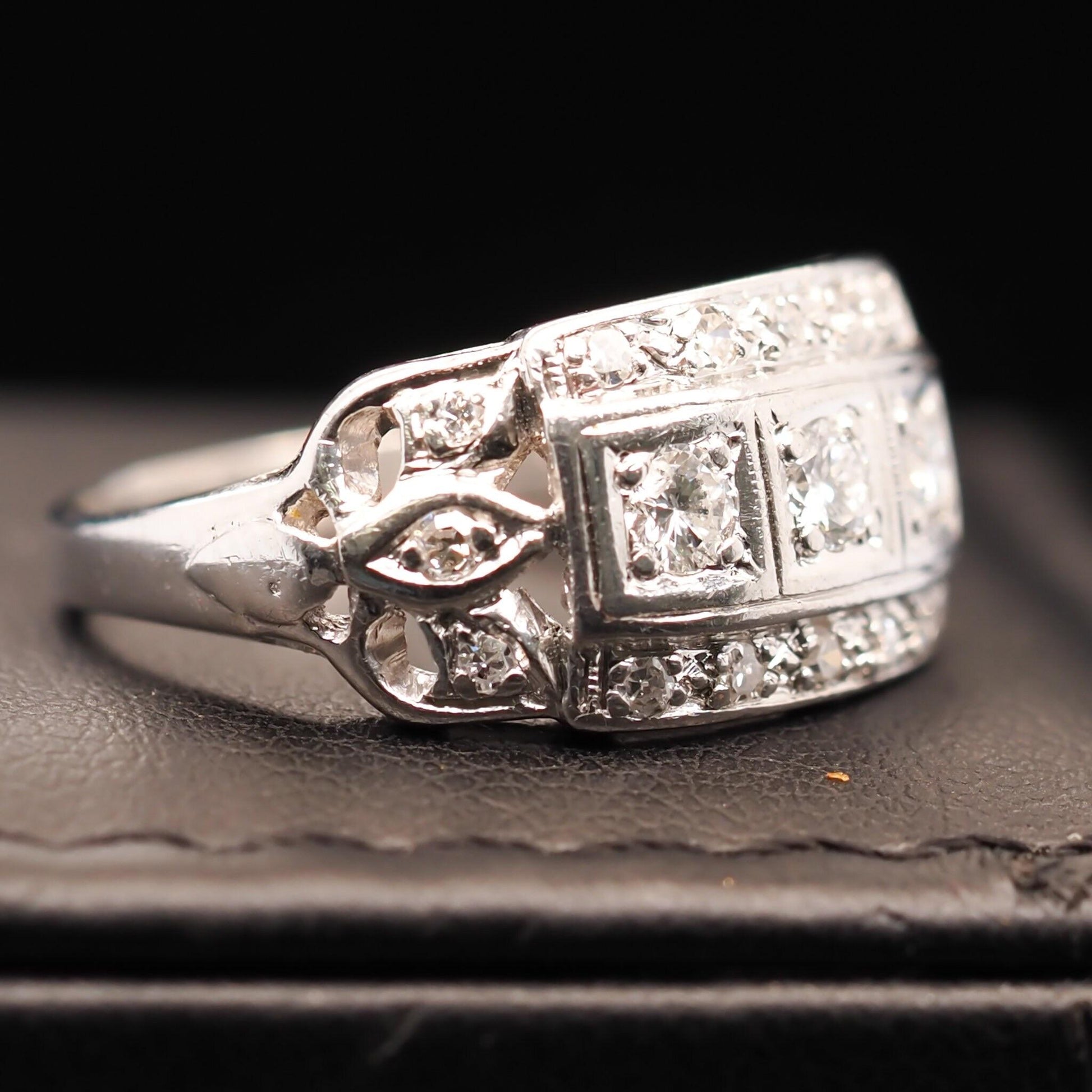 Platinum 1940s Art Deco Old European Diamond Engagement Ring - VHK#591