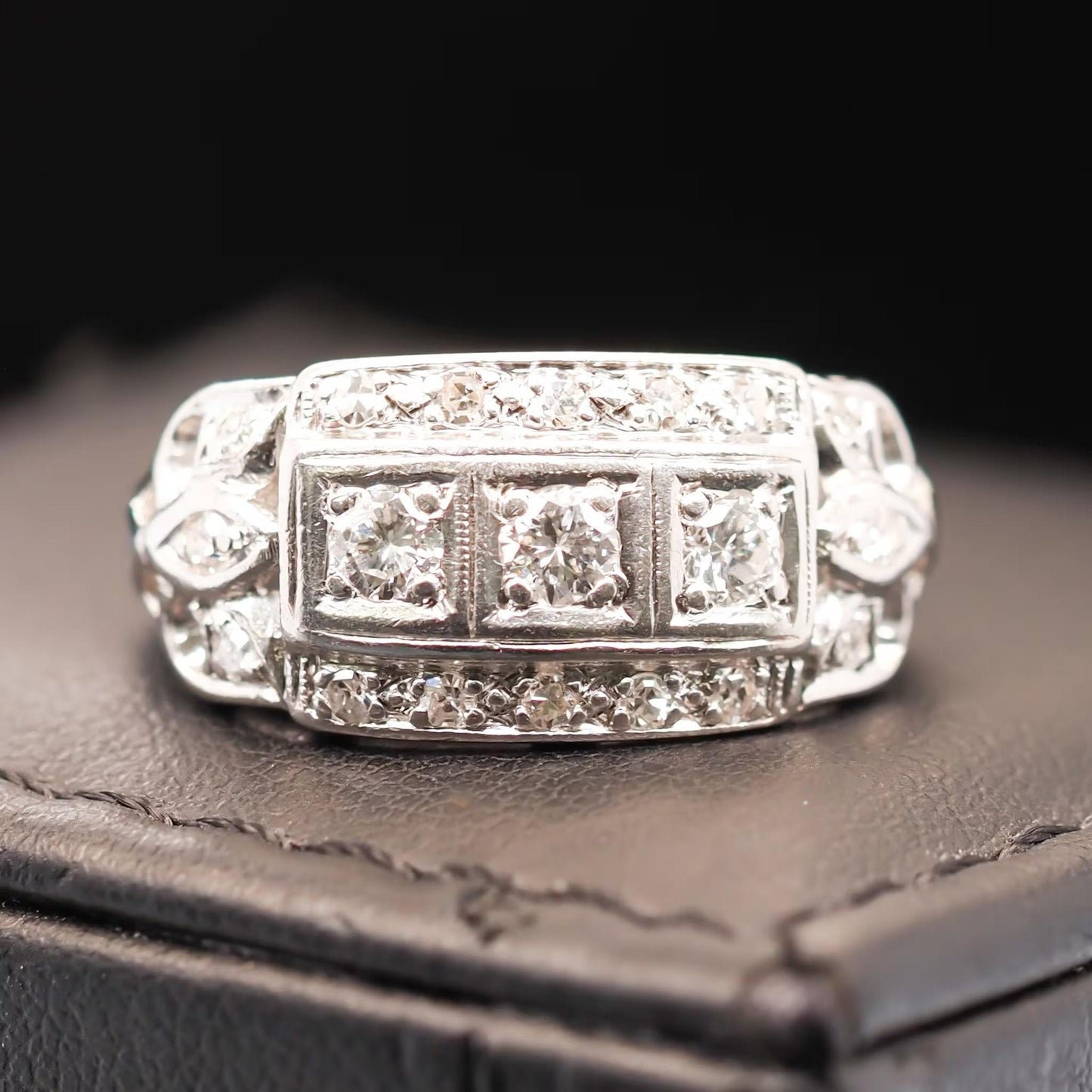 Platinum 1940s Art Deco Old European Diamond Engagement Ring - VHK#591