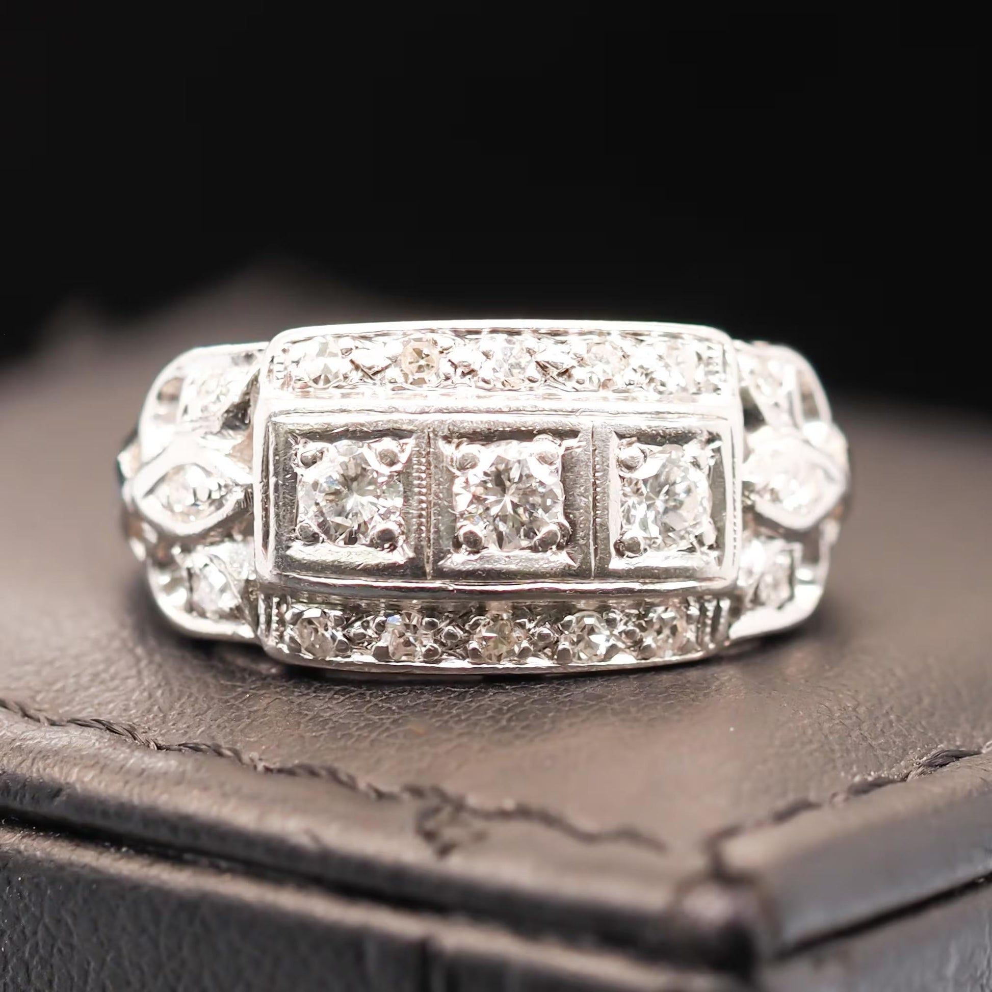 Platinum 1940s Art Deco Old European Diamond Engagement Ring - VHK#591