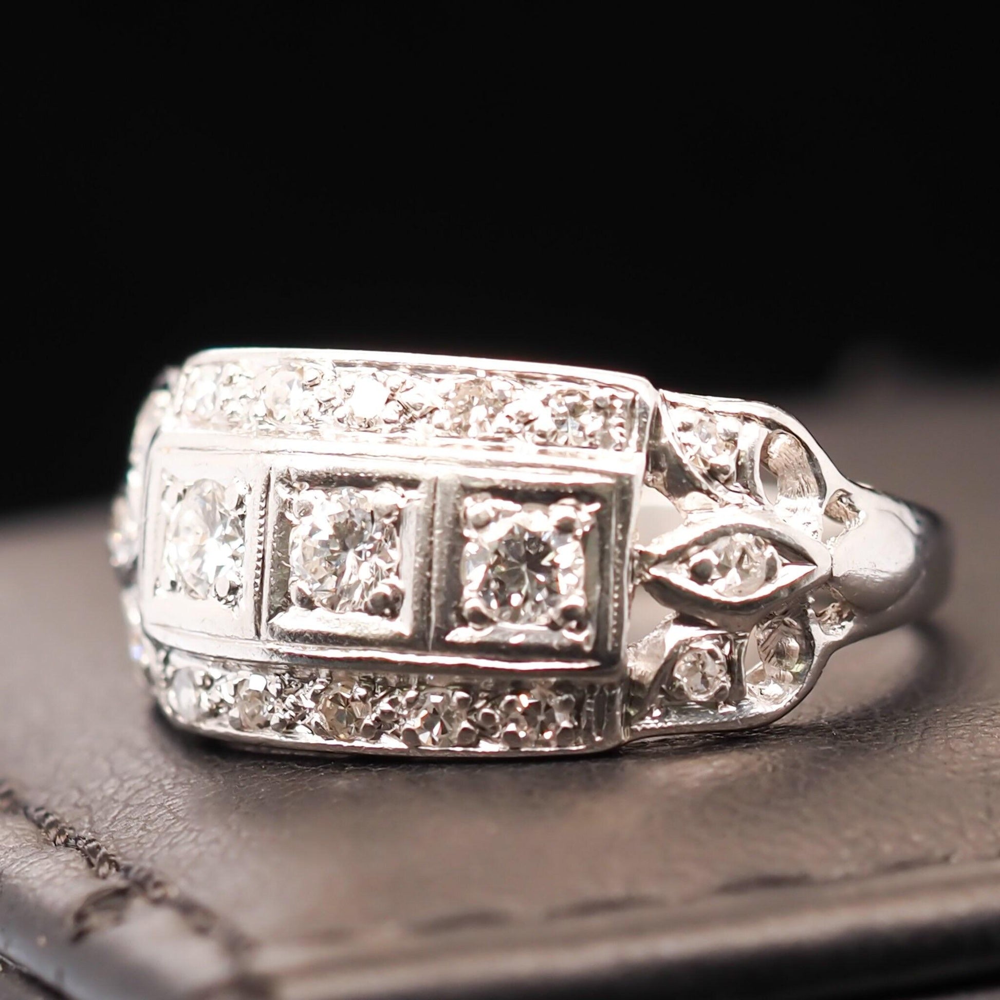 Platinum 1940s Art Deco Old European Diamond Engagement Ring - VHK#591