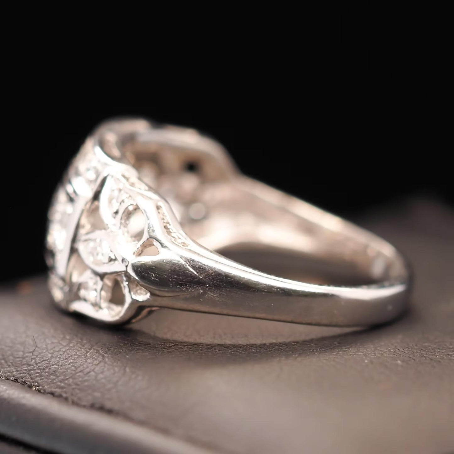 Platinum 1940s Art Deco Old European Diamond Engagement Ring - VHK#591
