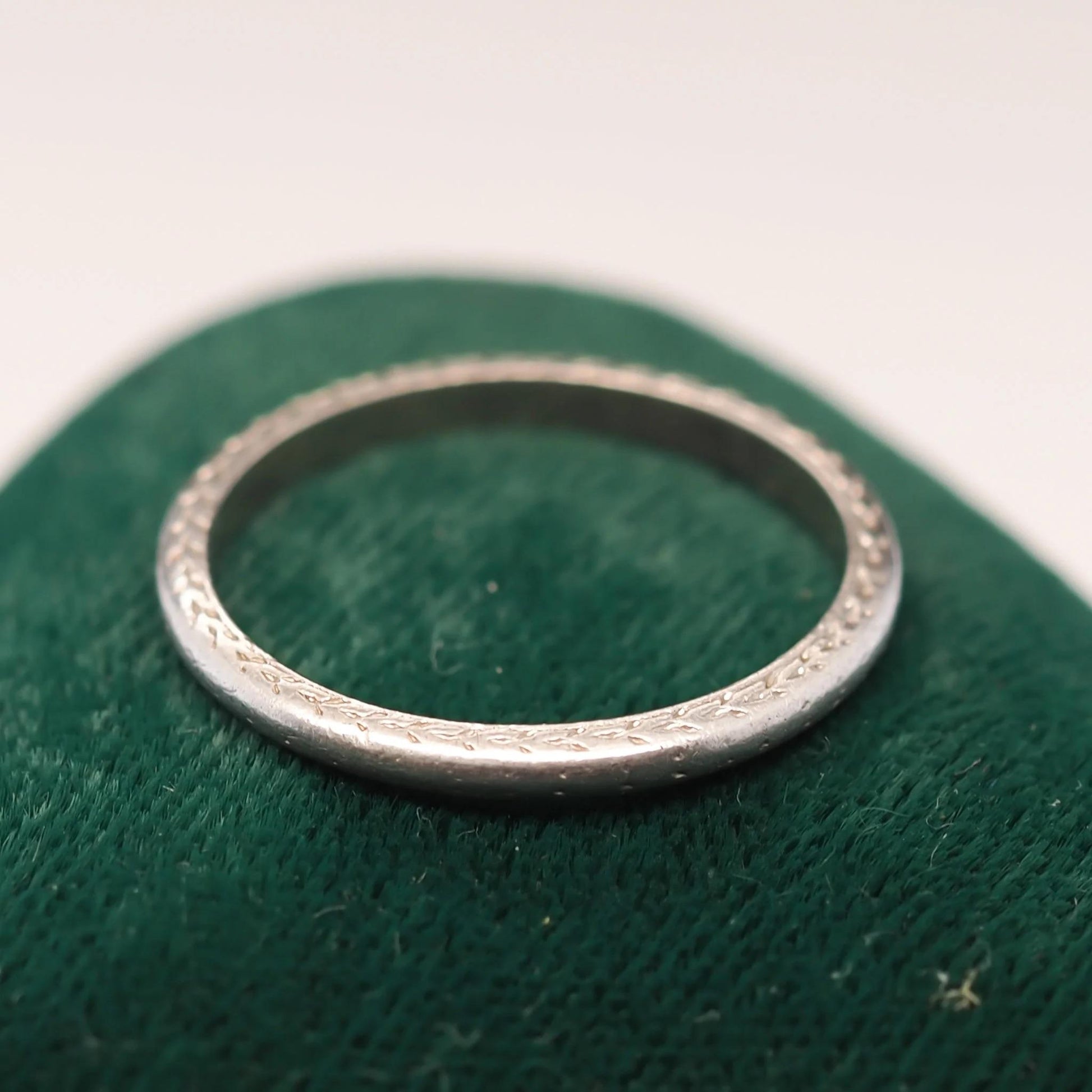 Circa 1920s Engraved Platinum Wedding Band - VHK#592
