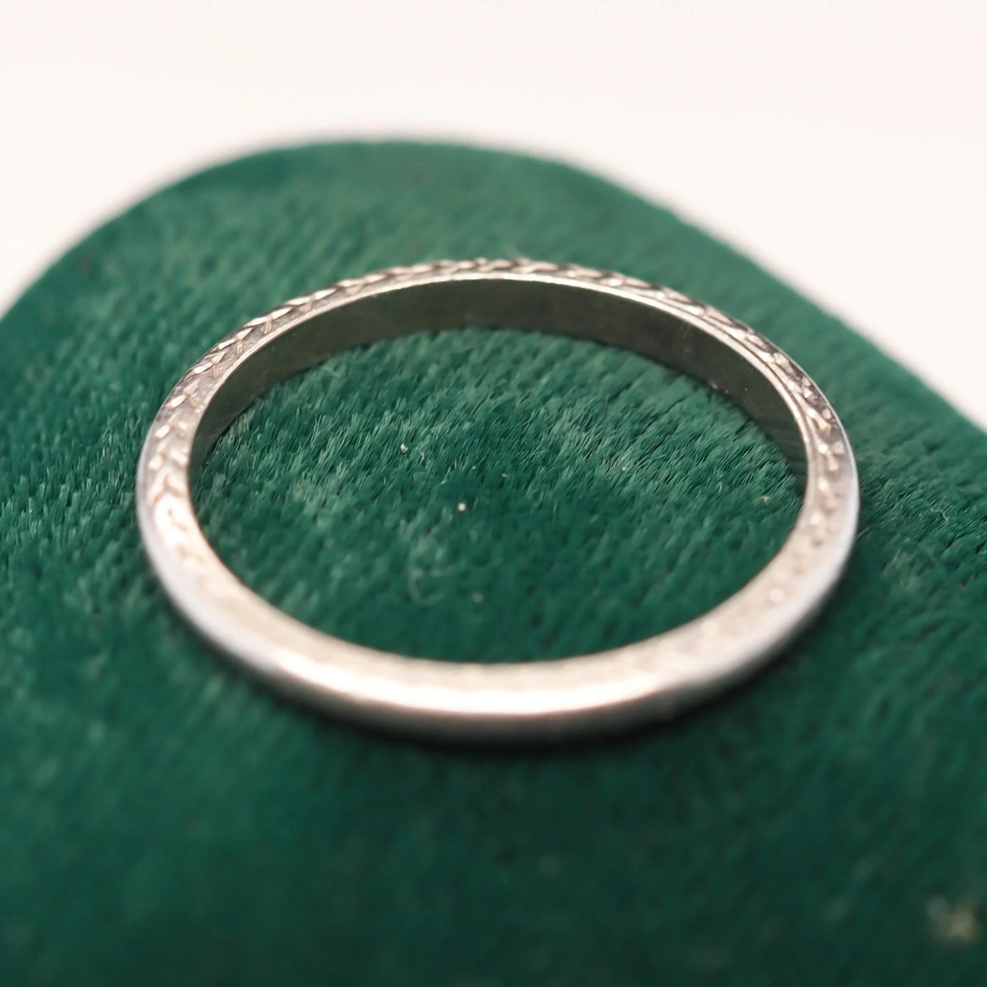Circa 1920s Engraved Platinum Wedding Band - VHK#592