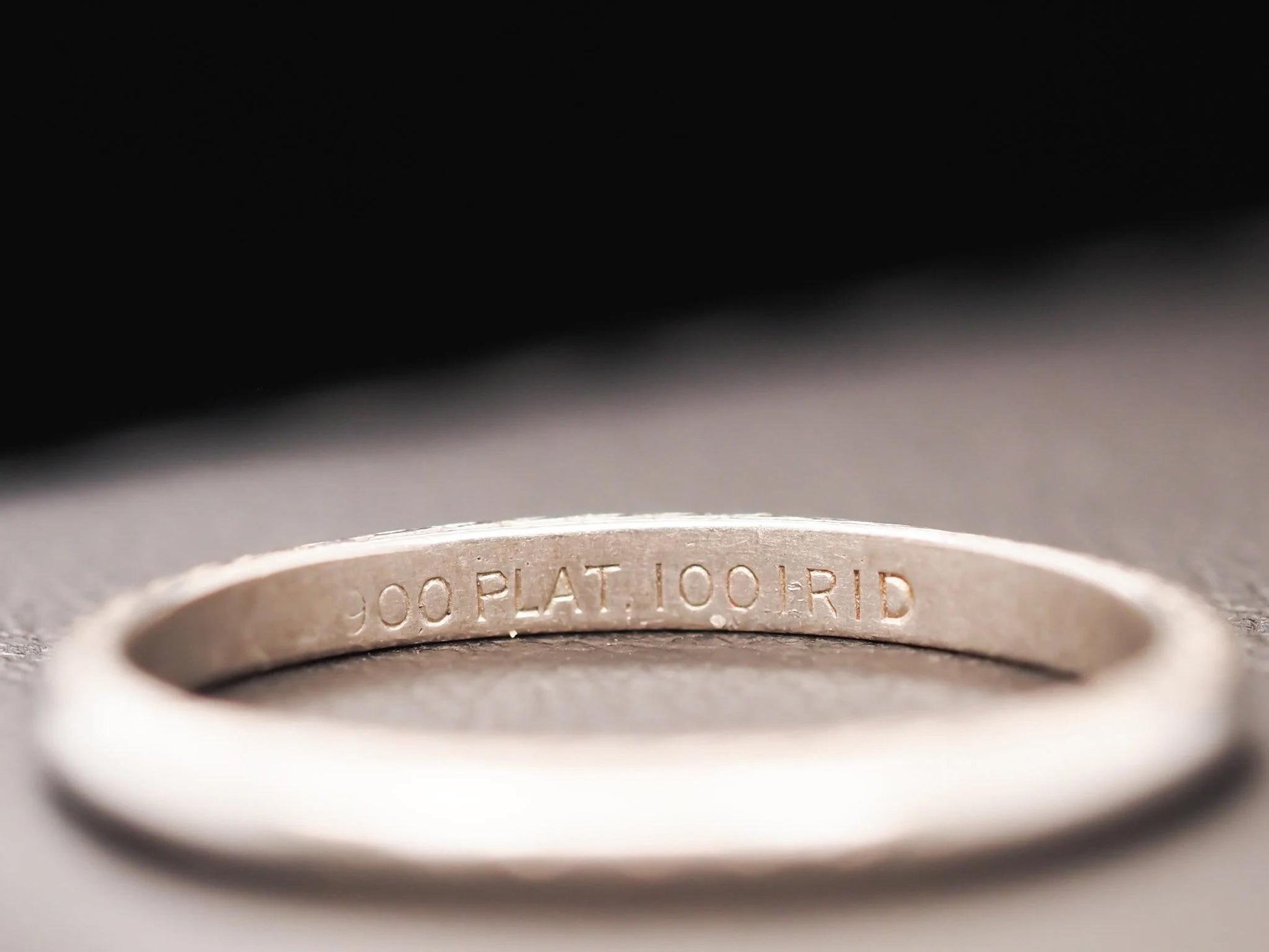 Circa 1920s Engraved Platinum Wedding Band - VHK#592